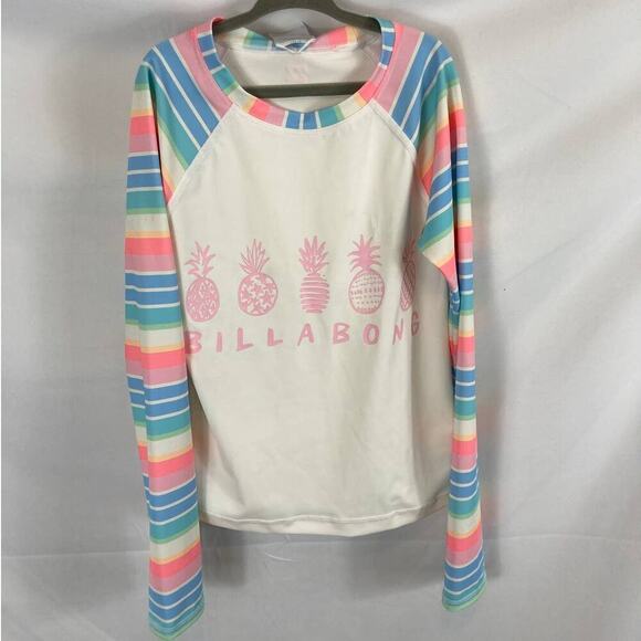 NWOT Billabong Girls Stoked on Stripes Rashguard Top size 10 - Picture 2 of 3